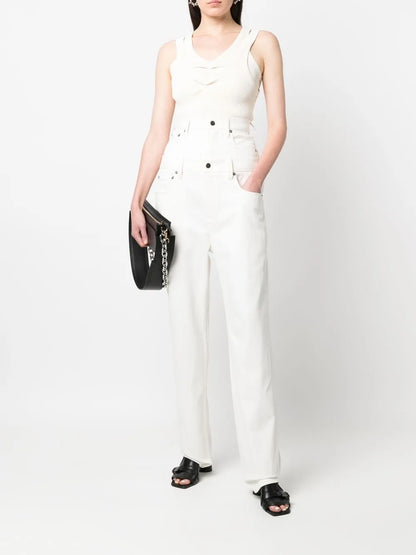 Double-Waist Straight-Leg Jeans
