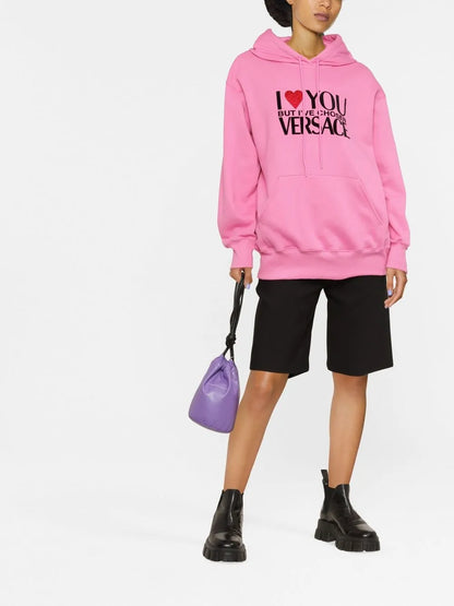 Crystal-Embellished Slogan Hoodie