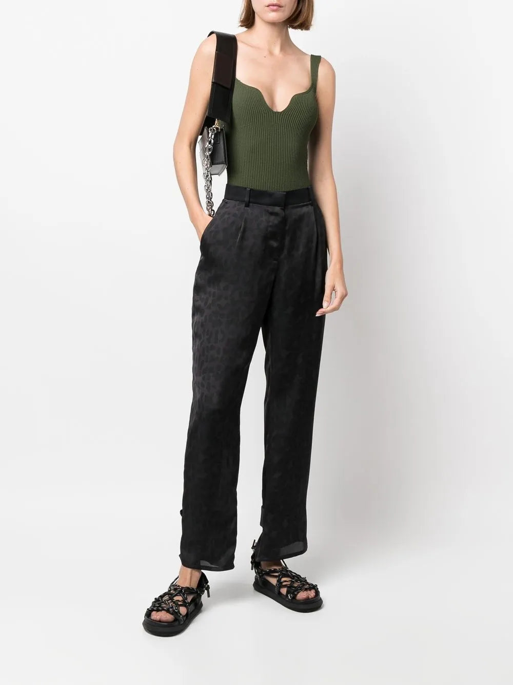 High-Waisted Patterned Trousers