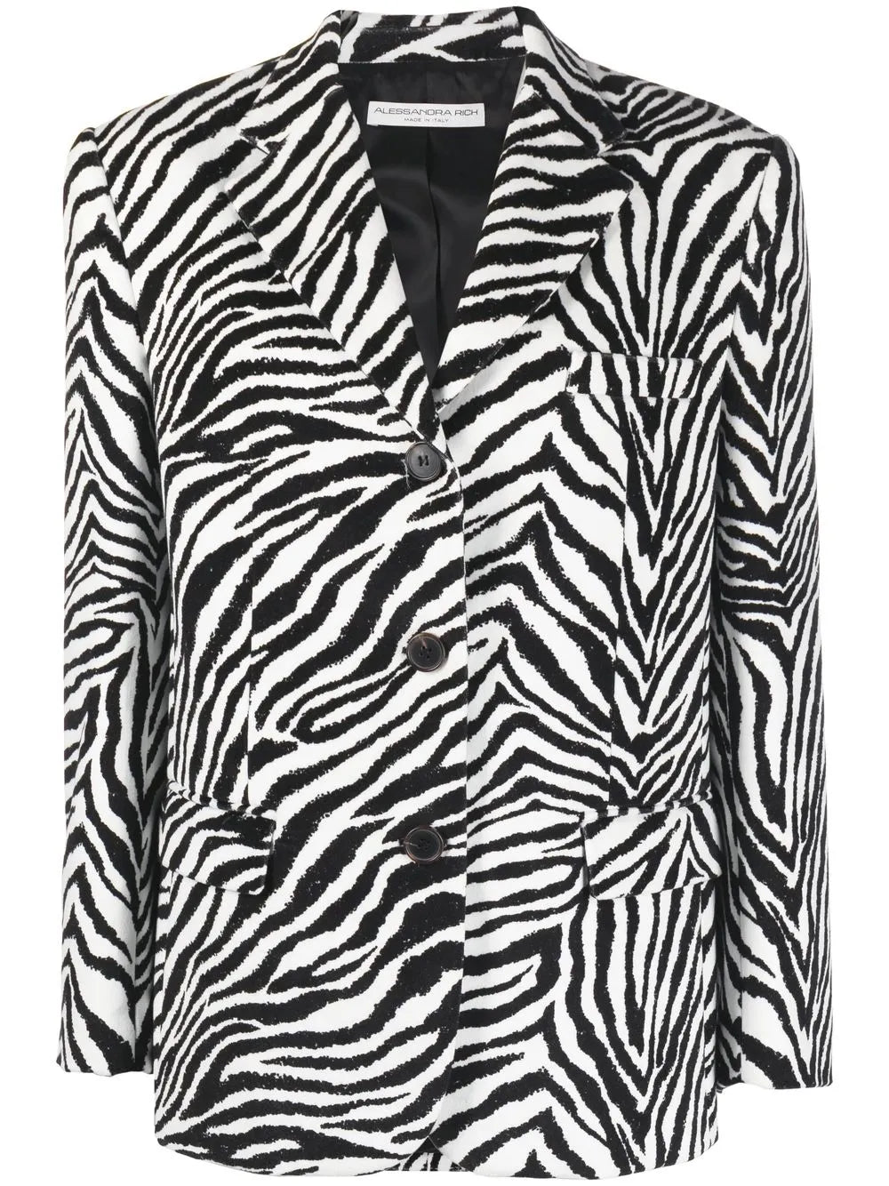 Zebra-Print Single-Breasted Blazer