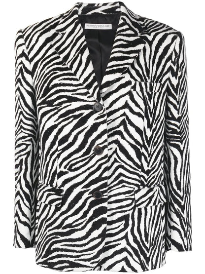 Zebra-Print Single-Breasted Blazer