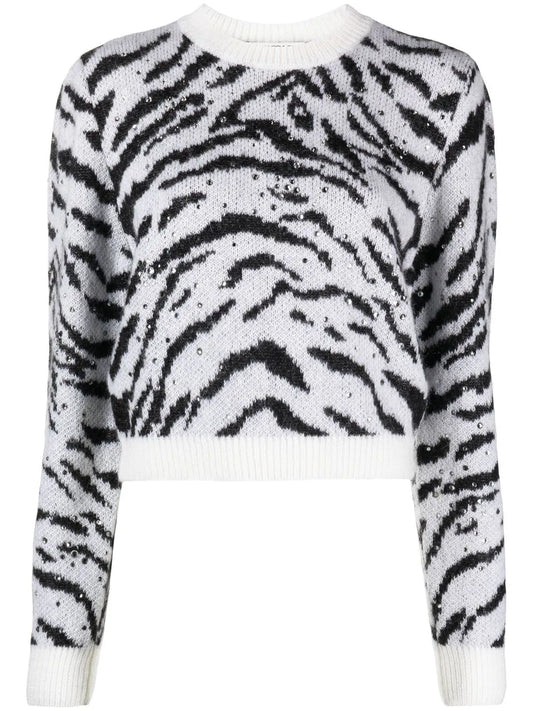 Zebra Intarsia Knitted Sweater