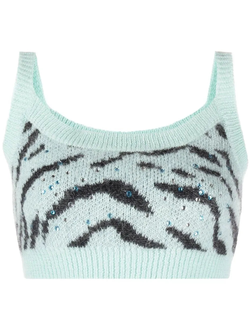 Zebra Intarsia-Knit Cropped Top