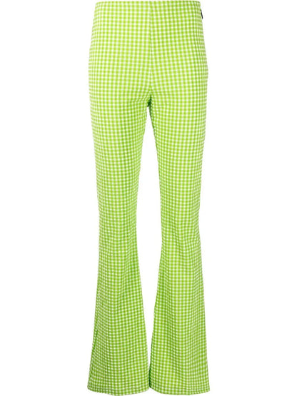Check-Pattern Flared Trousers