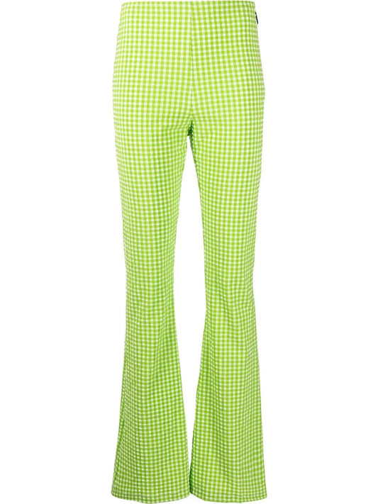 Check-Pattern Flared Trousers