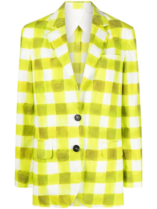 Brushed Gingham Print Blazer