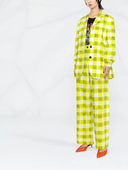 Brushed Gingham Print Blazer