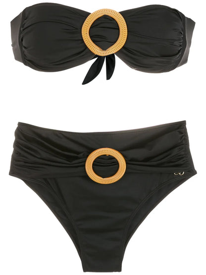 Ring-Detail Bandeau Bikini Set