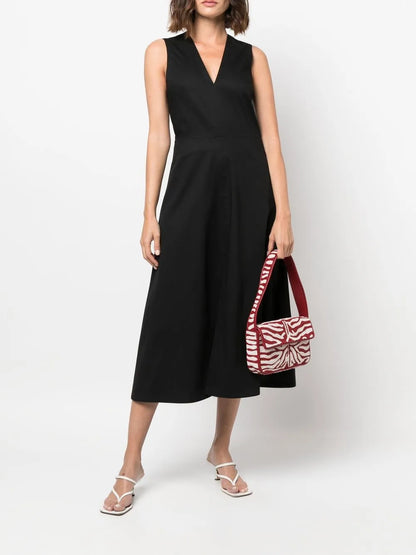 V-Neck Sleeveless Midi Dress