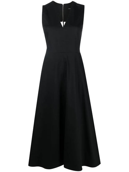 V-Neck Sleeveless Midi Dress