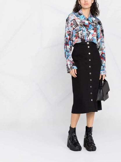 Button-Down Midi Skirt