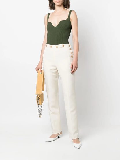 High-Waist Silk Trousers