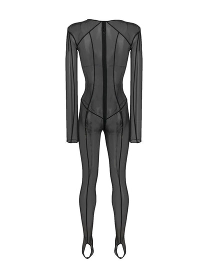 L'Amoureuse Sheer Long-Sleeve Catsuit
