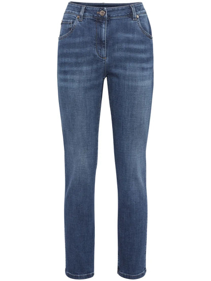 Distressed-Finish Denim Jeans
