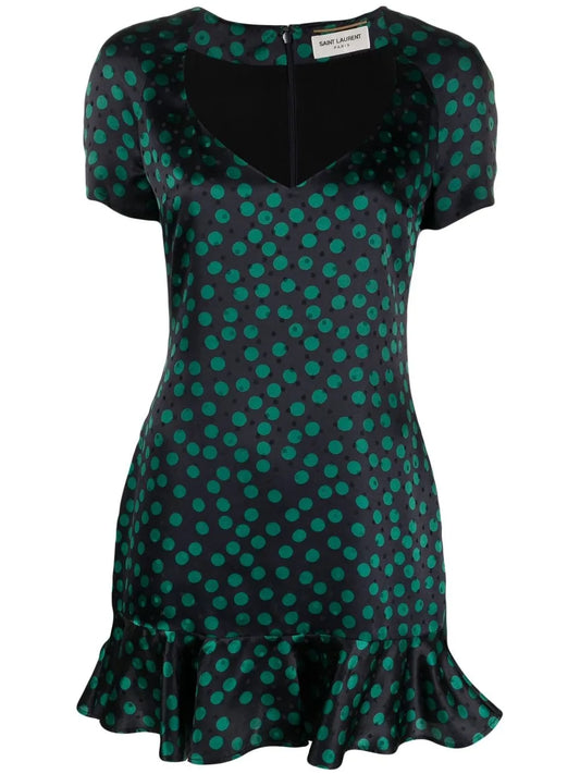 Short-Sleeve Ruffled Mini Dress