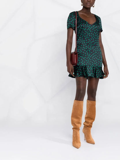 Short-Sleeve Ruffled Mini Dress