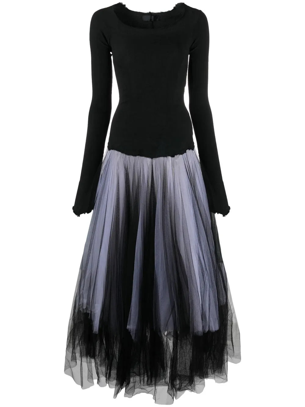 Two-Tone Tulle Midi Dress