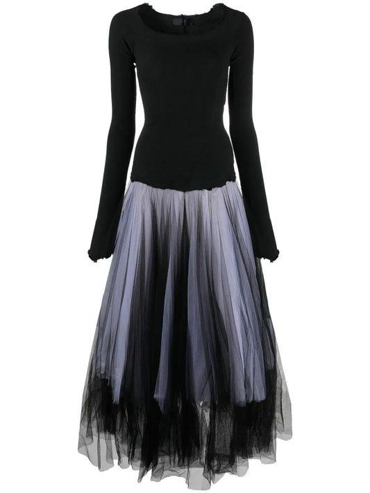 Two-Tone Tulle Midi Dress
