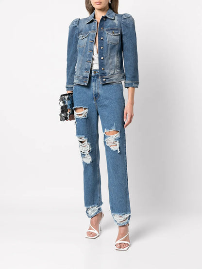 Ada Puff-Sleeve Denim Jacket