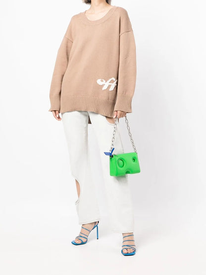 Intarsia-Logo Ribbed Jumper