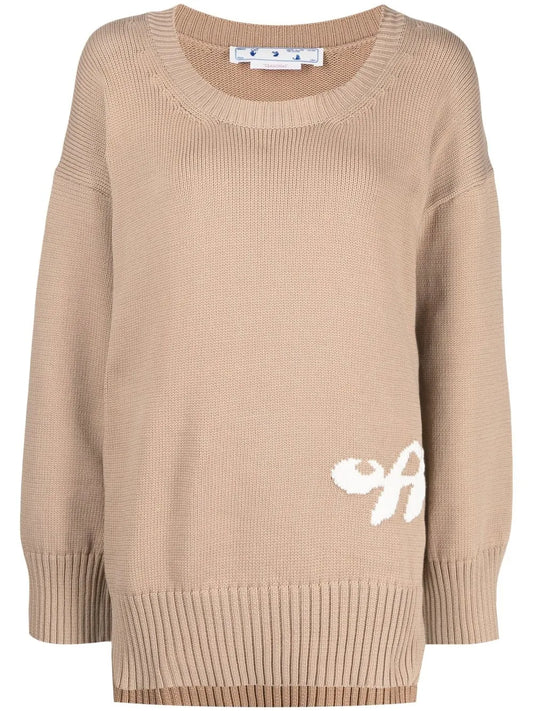 Intarsia-Logo Ribbed Jumper