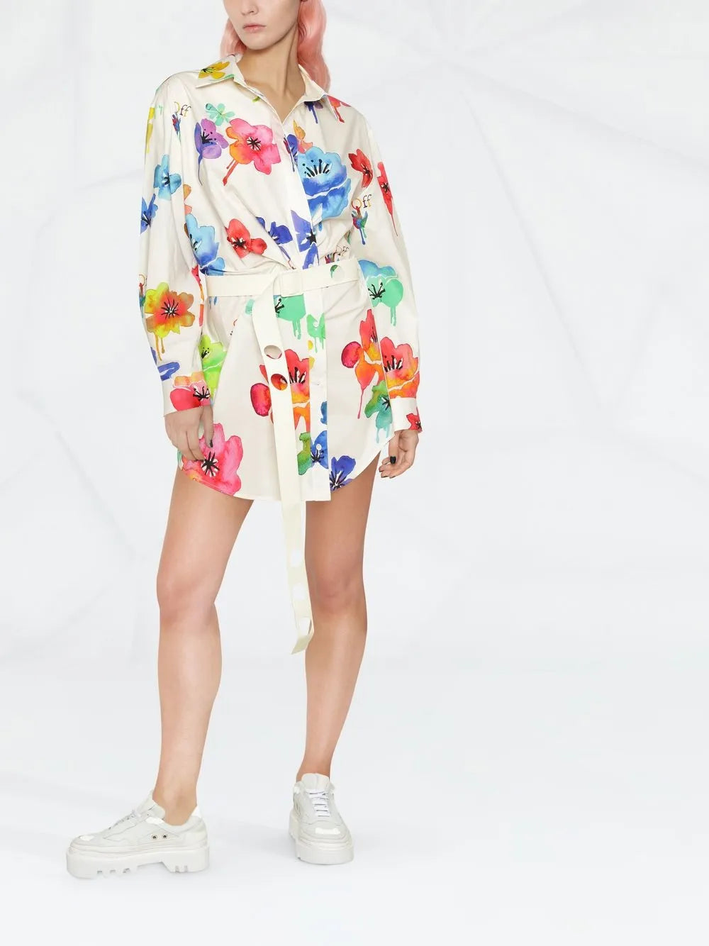 Floral-Print Twisted Shirtdress