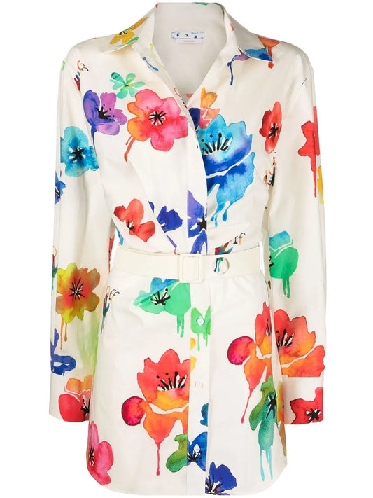 Floral-Print Twisted Shirtdress