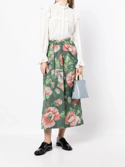 Belted Floral Skirt