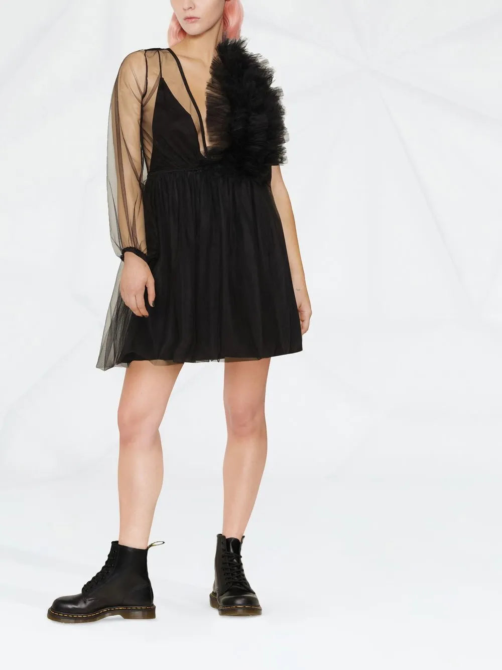 Asymmetric Mesh Minidress
