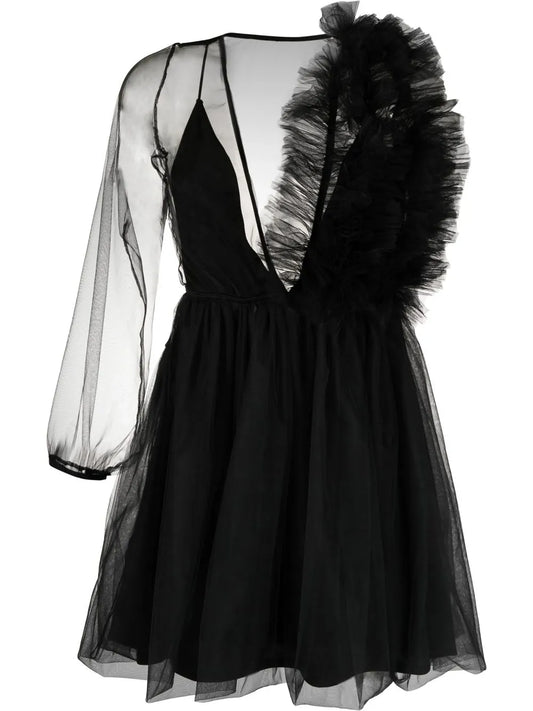 Asymmetric Mesh Minidress