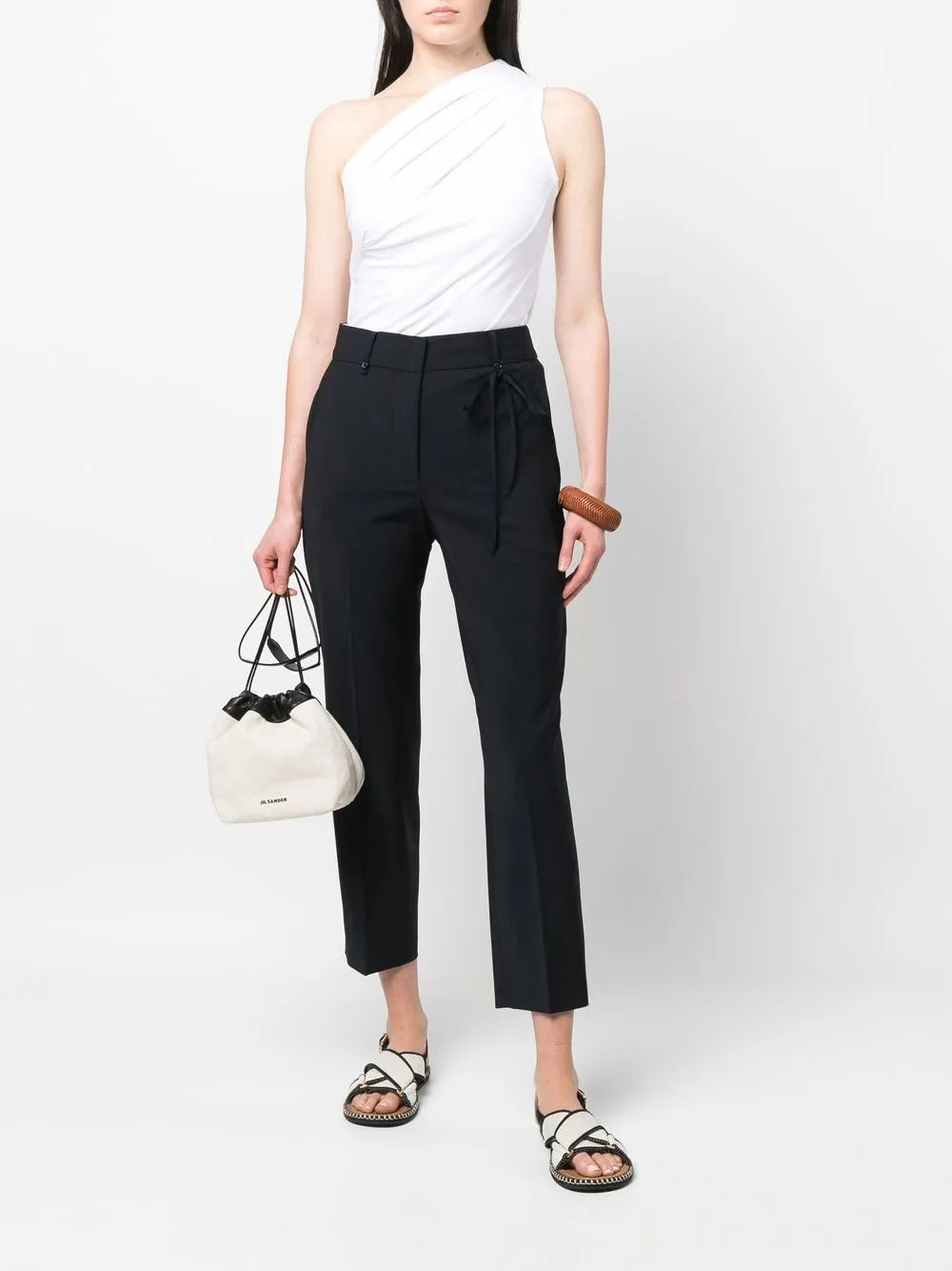 High-Waisted Cropped Tailored Trousers