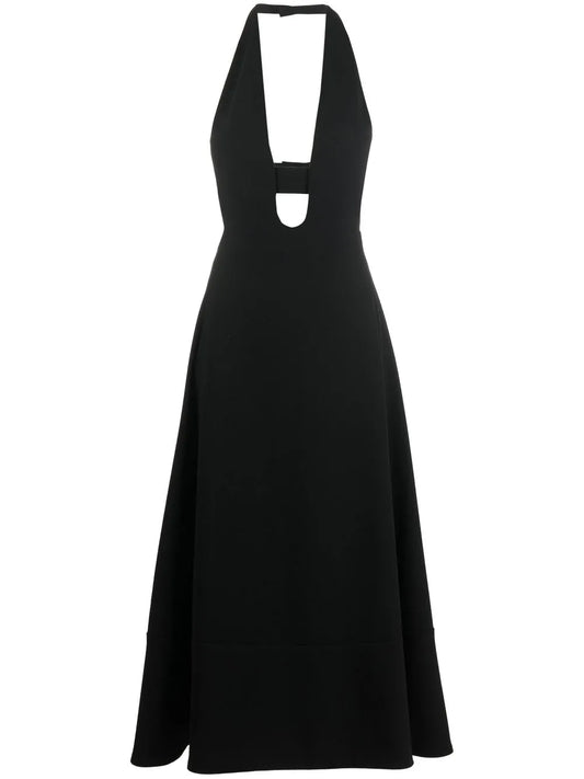 Silk Plunge-Neck Dress
