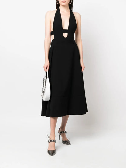 Silk Plunge-Neck Dress