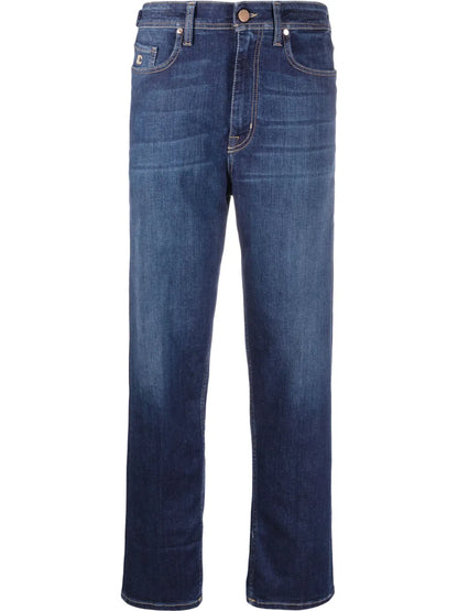 Embroidered-Logo Boyfriend Jeans