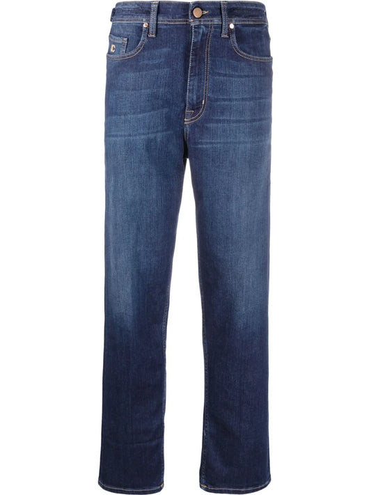 Embroidered-Logo Boyfriend Jeans