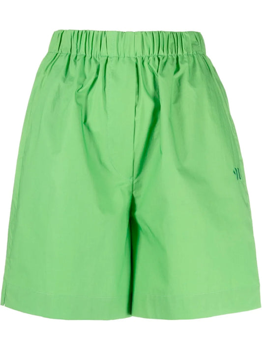 Elasticated-Waistband Cotton Shorts