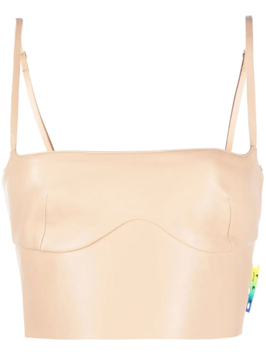 Cropped Leather Bustier Top