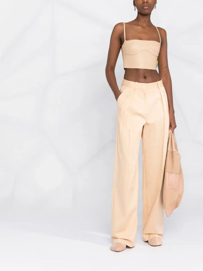 Cropped Leather Bustier Top