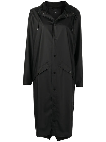 Longer Drawstring-Hood Raincoat