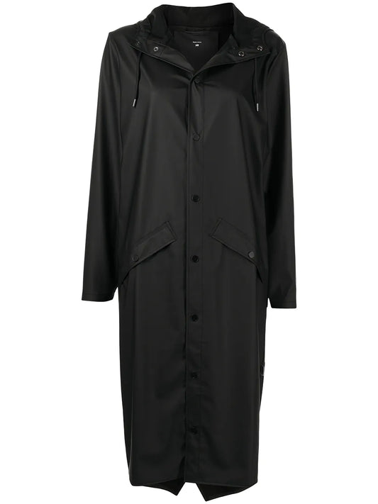 Longer Drawstring-Hood Raincoat