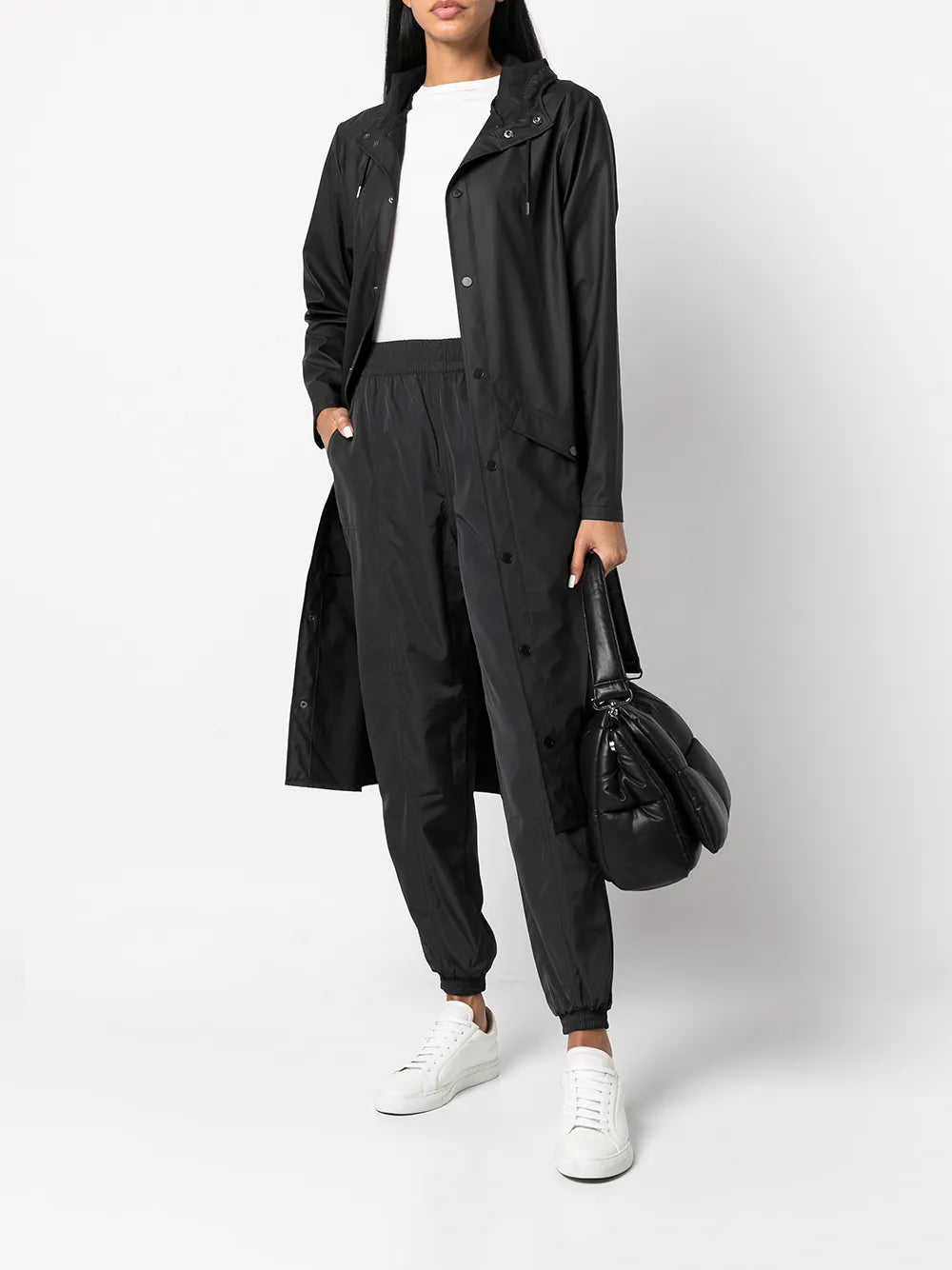 Longer Drawstring-Hood Raincoat