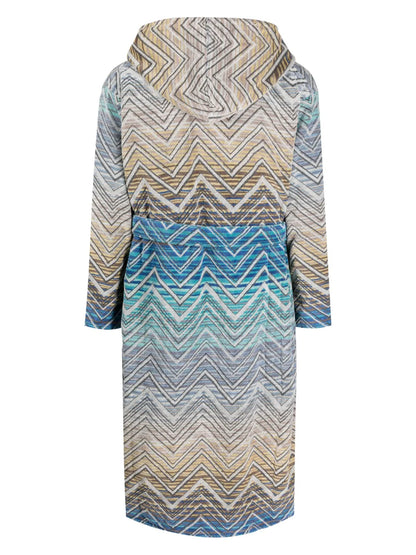 Zigzag-Print Towel Robe