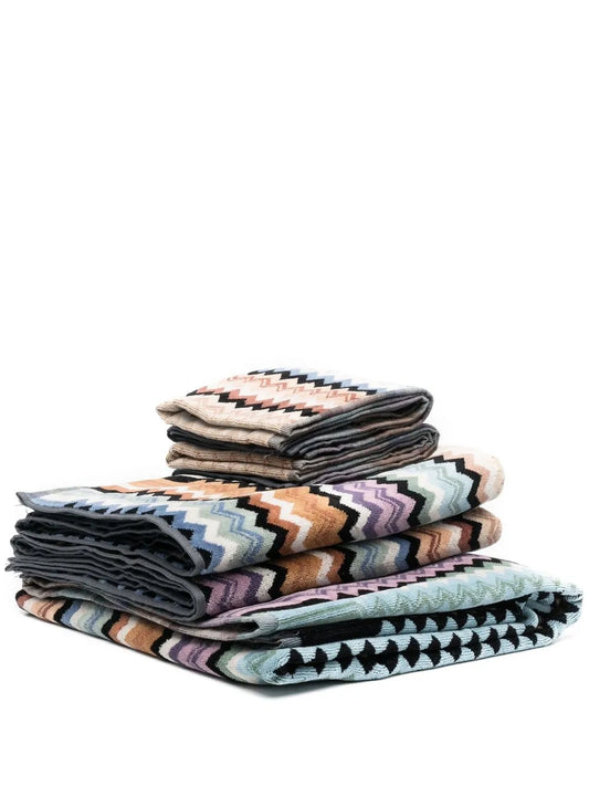 Adam Zig-Zag Print Towels (Set Of 5)