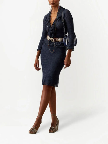 Ruffle-Trim Pencil Skirt