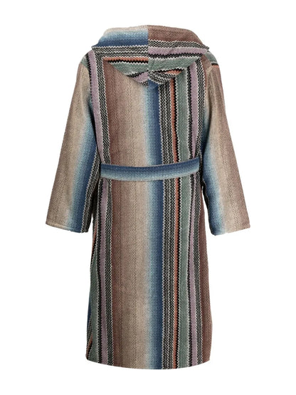 Archie Vertical-Stripe Belted Bathrobe