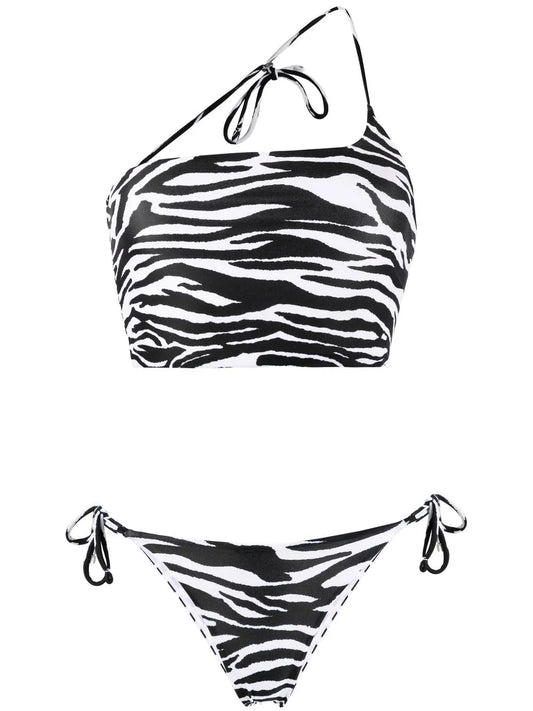 Zebra-Print Asymmetric Bikini