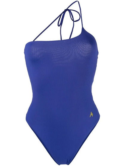 Ribbed-Knit One-Shoulder Swimsuit