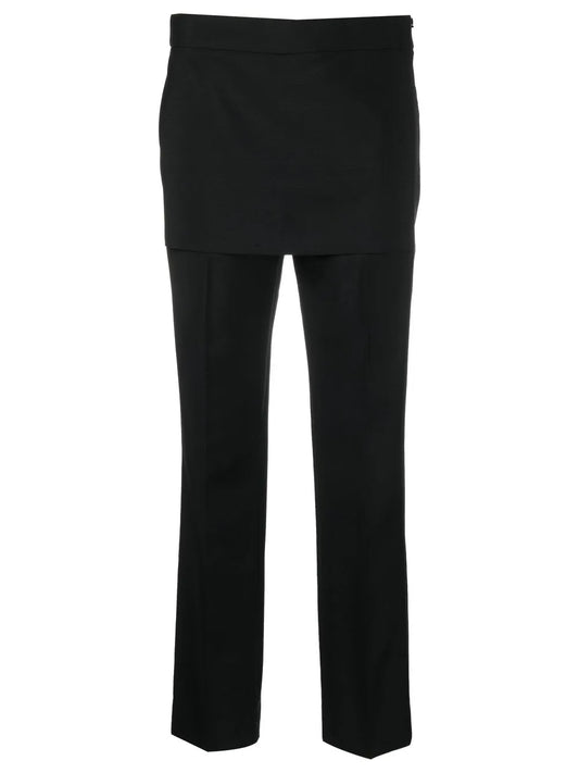 Skirt-Detail Slit Trousers
