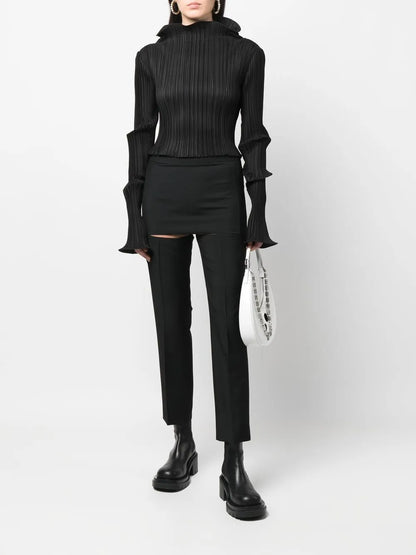 Skirt-Detail Slit Trousers