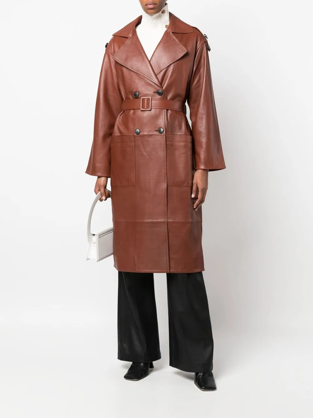 Oversized Lambskin Trench Coat
